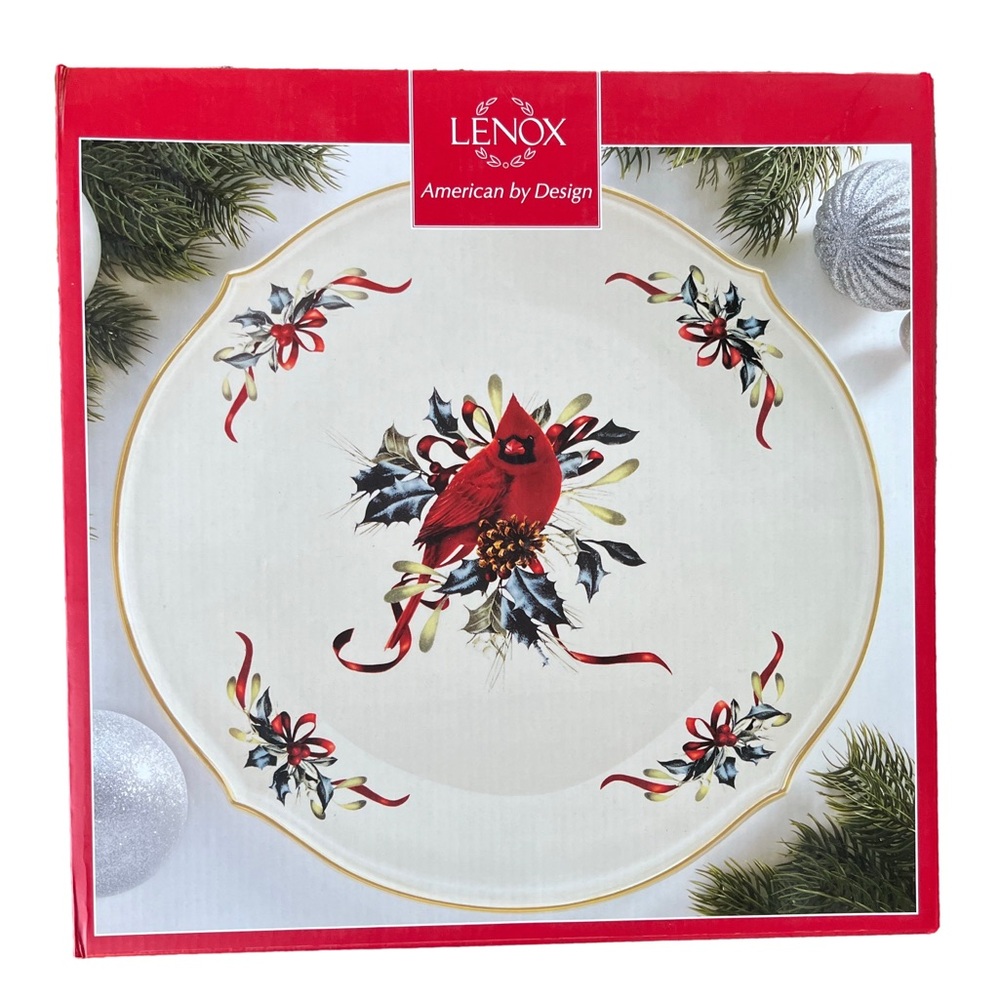 Lenox Winter Greetings Round Platter - Holiday Cardinal Design - Fine China